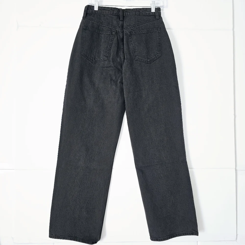 Abercrombie Curve Love Loose Wide Leg Jean 27 Black Pleated NWT